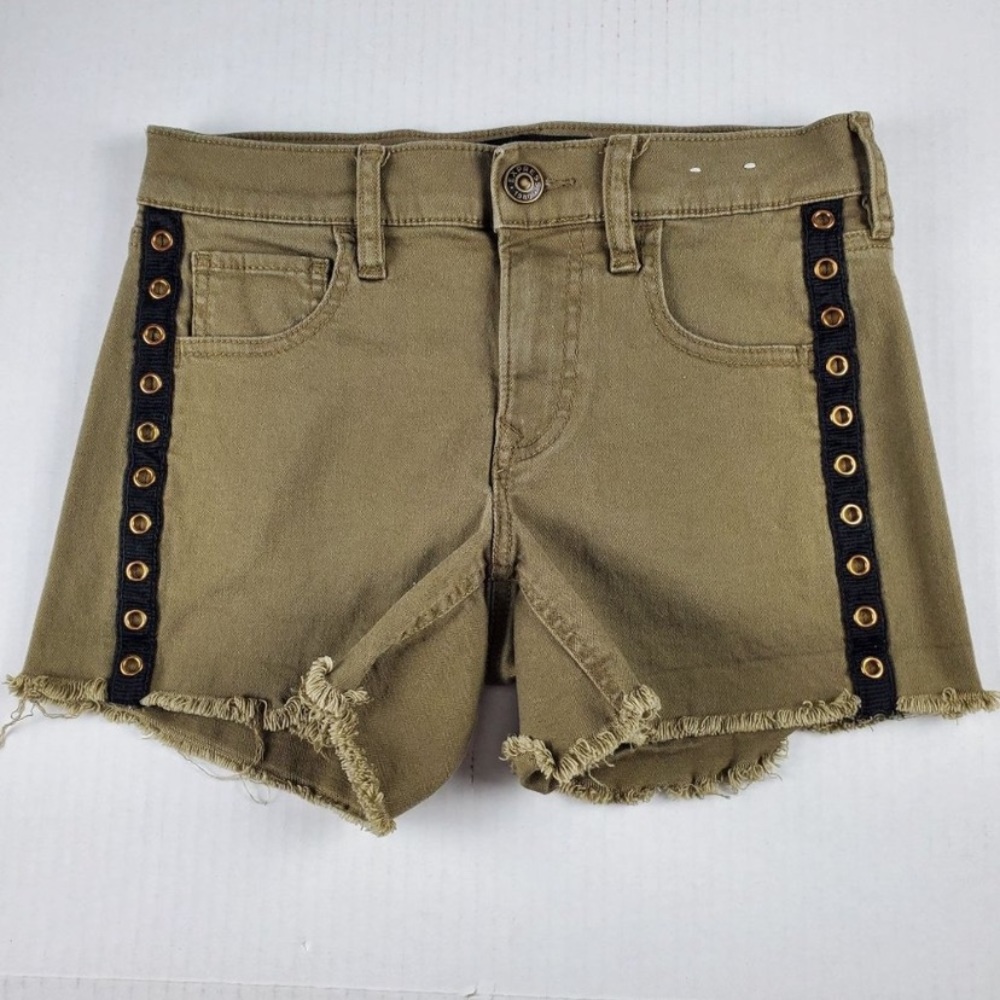 Olive Green Denim Shorts